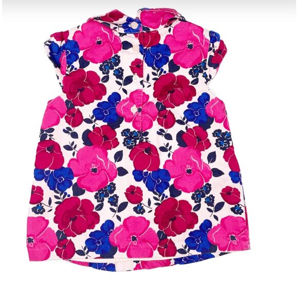 Janie and Jack Floral Shirt Blouse Size 2T Pink Magenta Blue Fully Lined - Picture 2 of 3
